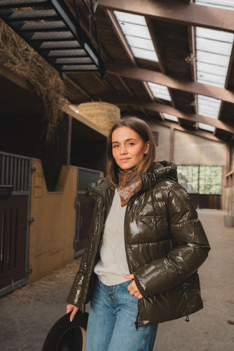 SINGAPORE - Glossy puffer jacket - Hunting Green