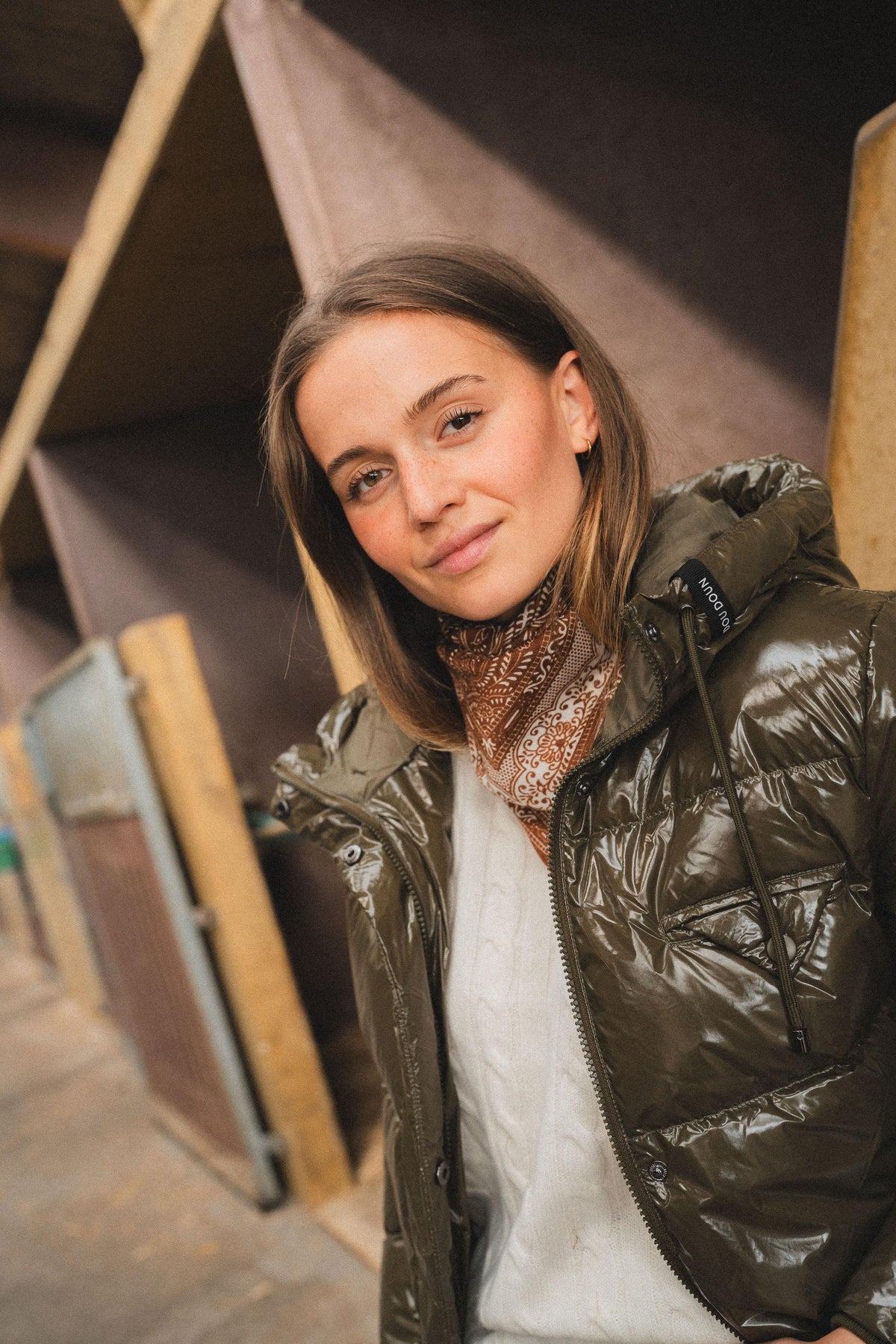 SINGAPORE - Glossy puffer jacket - Hunting Green