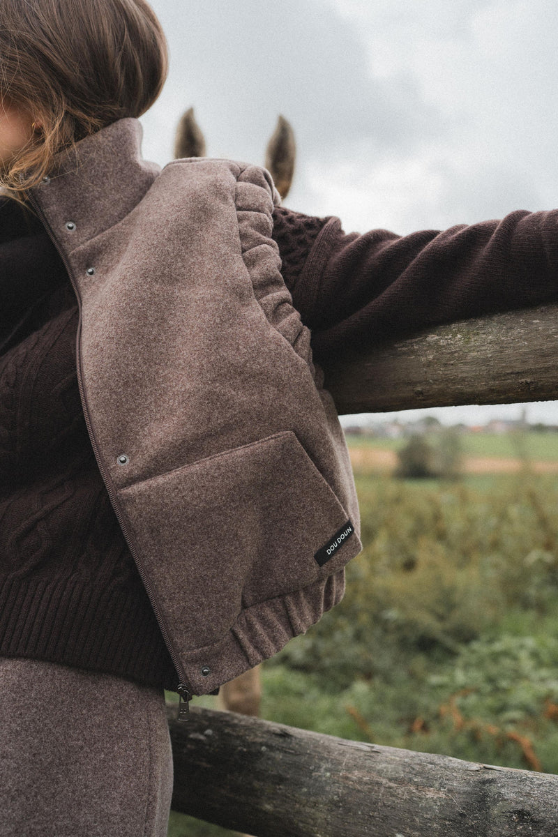 GALAXY DELUXE - cropped bodywarmer - Brown Melange
