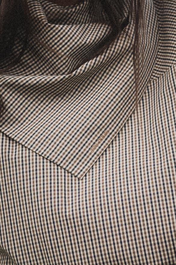 BERLIN - Oversized scarf blouse - Brown / Navy checks