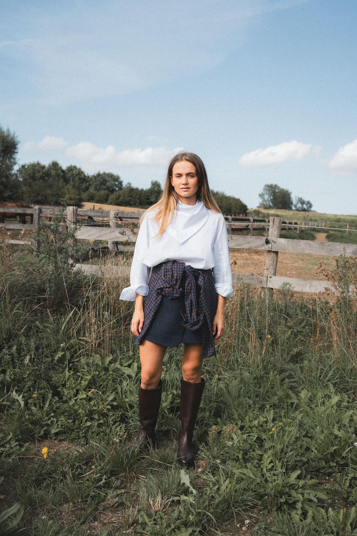 BERLIN - Oversized scarf blouse - White