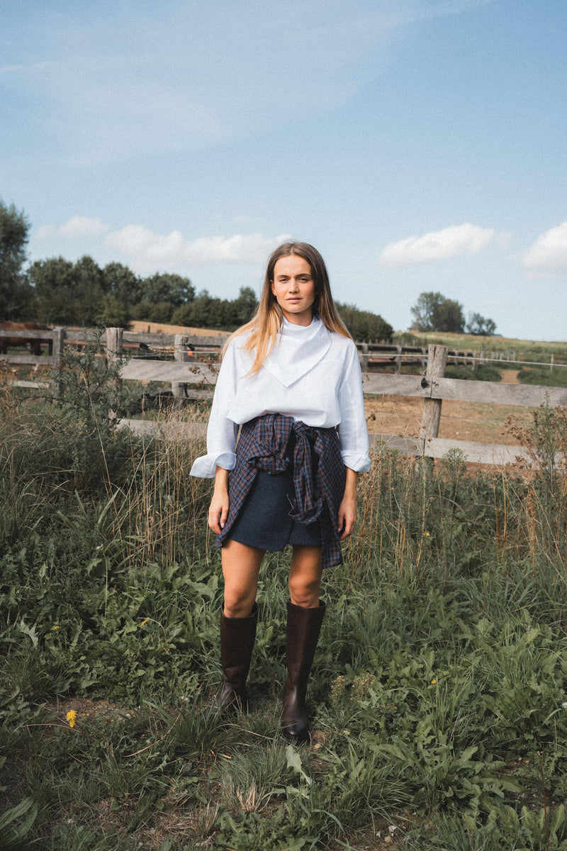BERLIN - Oversized scarf blouse - White