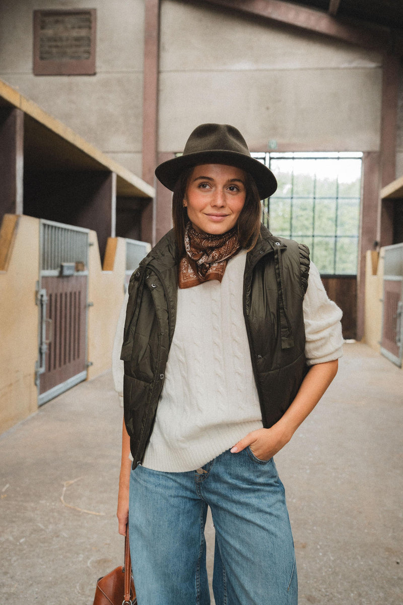 GALAXY - Cropped bodywarmer - Khaki