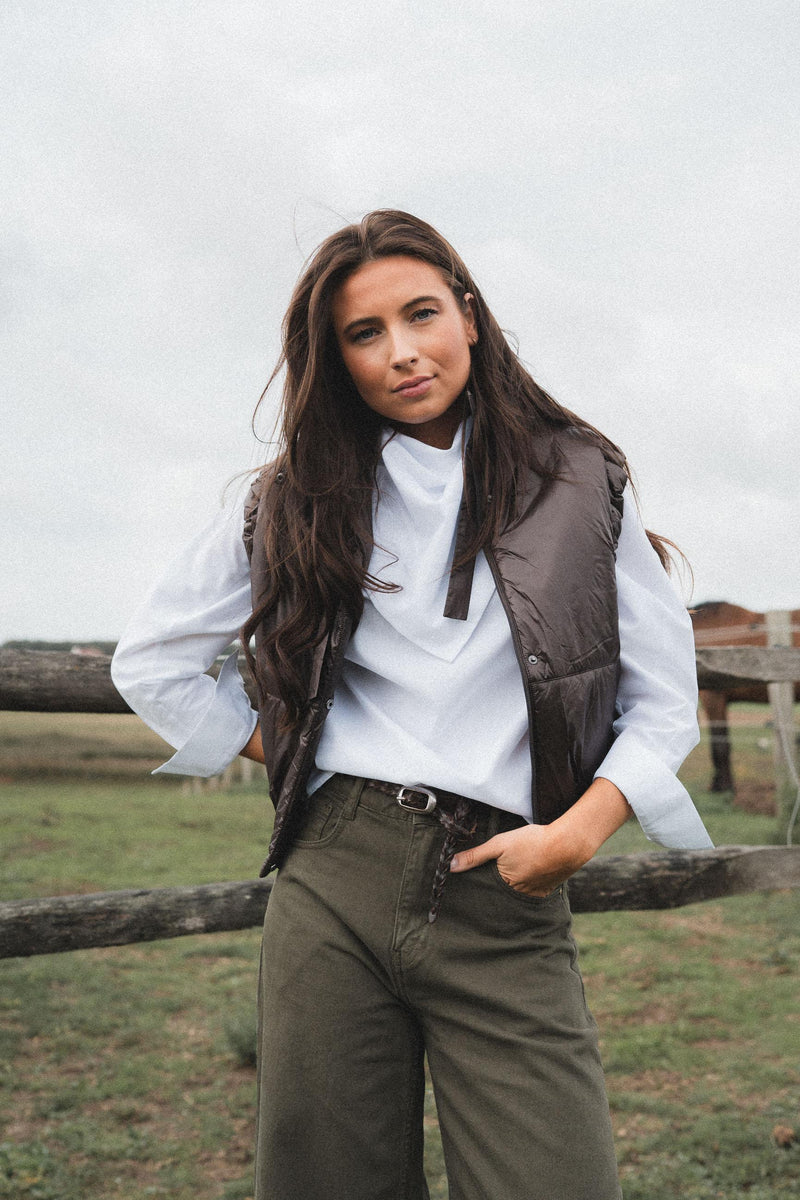 GALAXY - Cropped bodywarmer - Brown