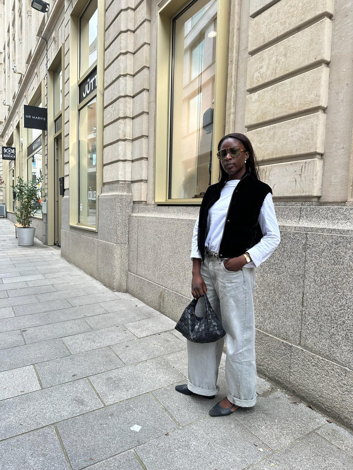 Cropped bodywarmer - Black Velours