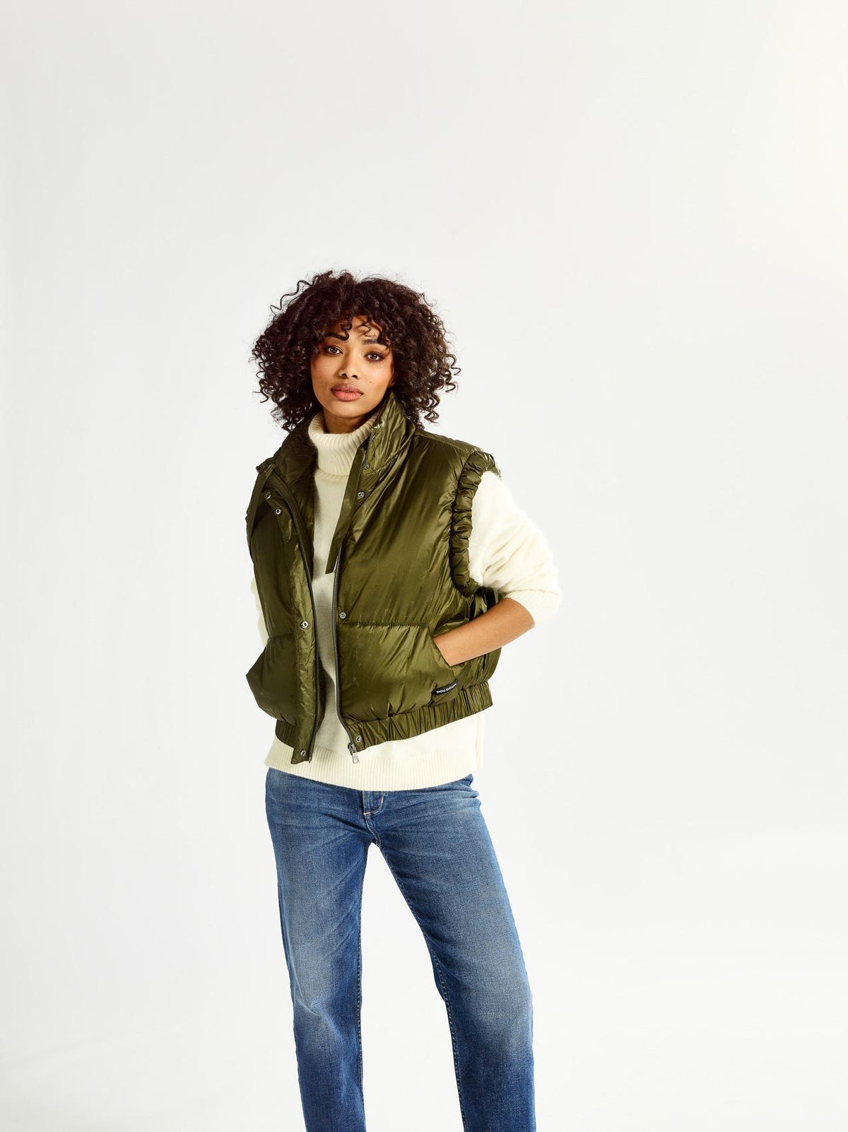 GALAXY - Cropped bodywarmer - Khaki classic