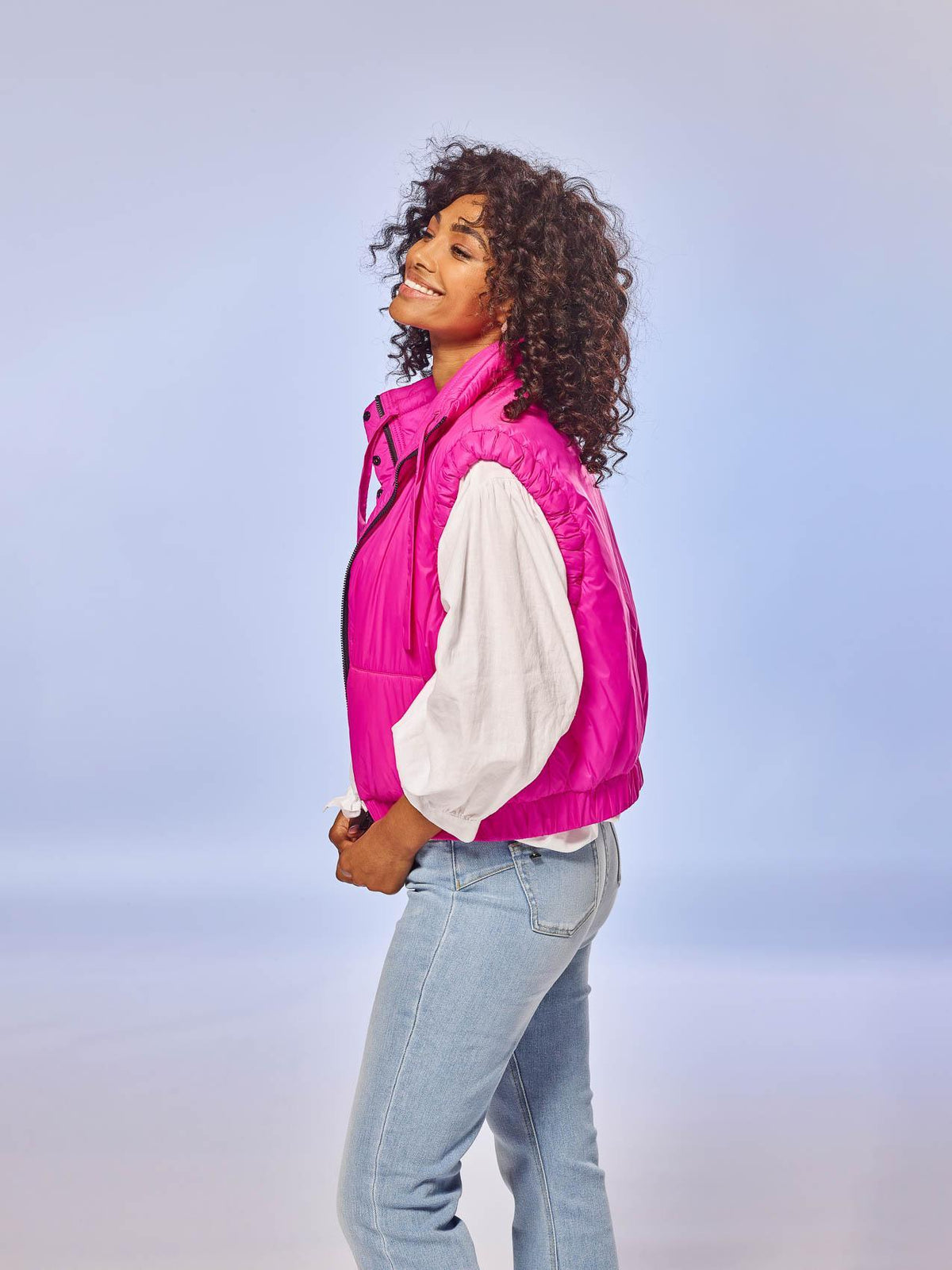 GALAXY - Cropped bodywarmer - Fuxia