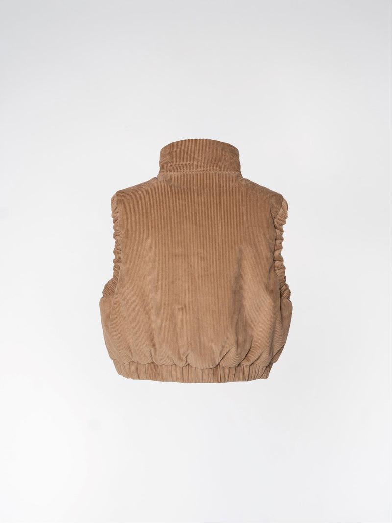 GALAXY CORDUROY - Cropped bodywarmer - Camel