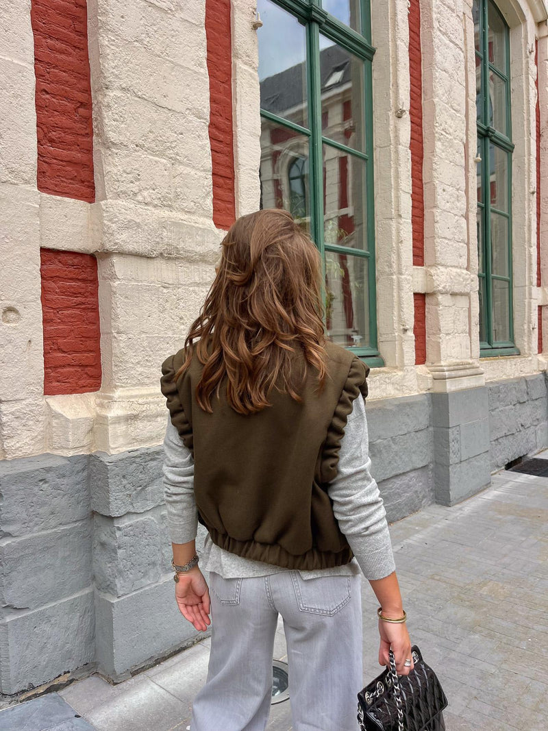 GALAXY DELUXE - cropped bodywarmer - Khaki