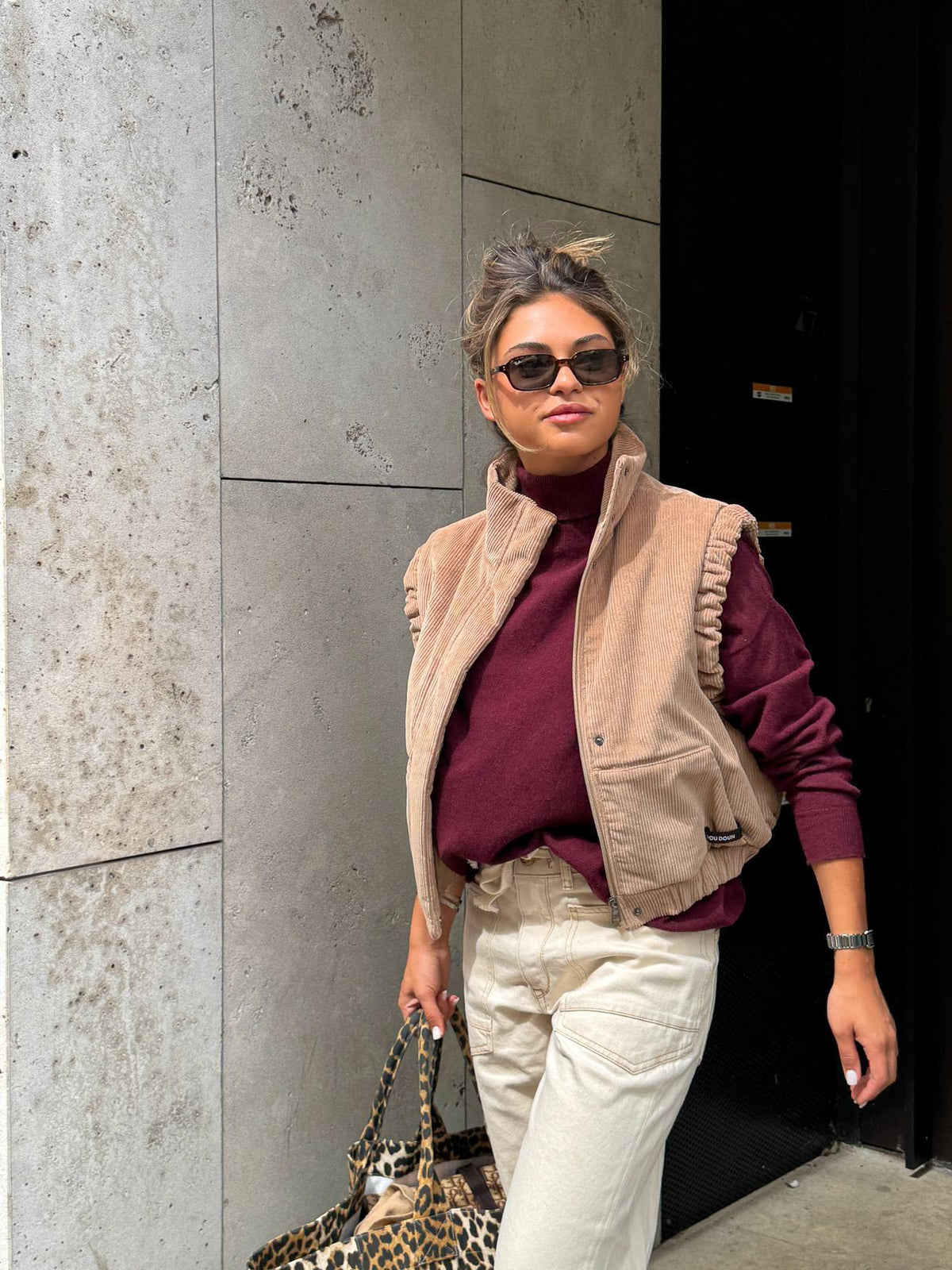 GALAXY CORDUROY - Cropped bodywarmer - Camel