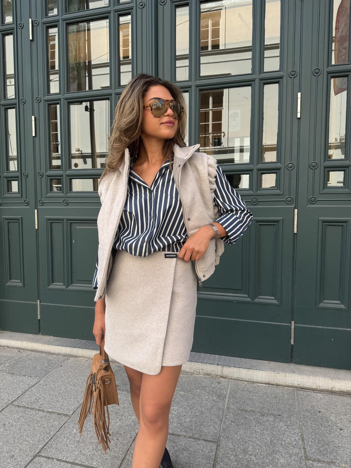 GALAXY DELUXE - cropped bodywarmer - Sand